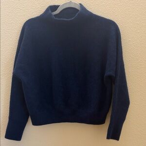 Tahari 100% Cashmere Mock Neck Sweater Navy Blue Soft Luxury Women’s L